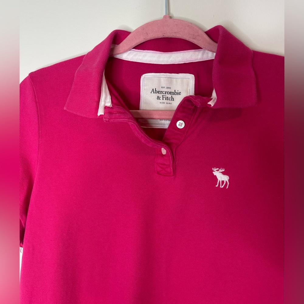 Abercrombie & Fitch Vibrant Pink Polo Shirt - Picture 2 of 4